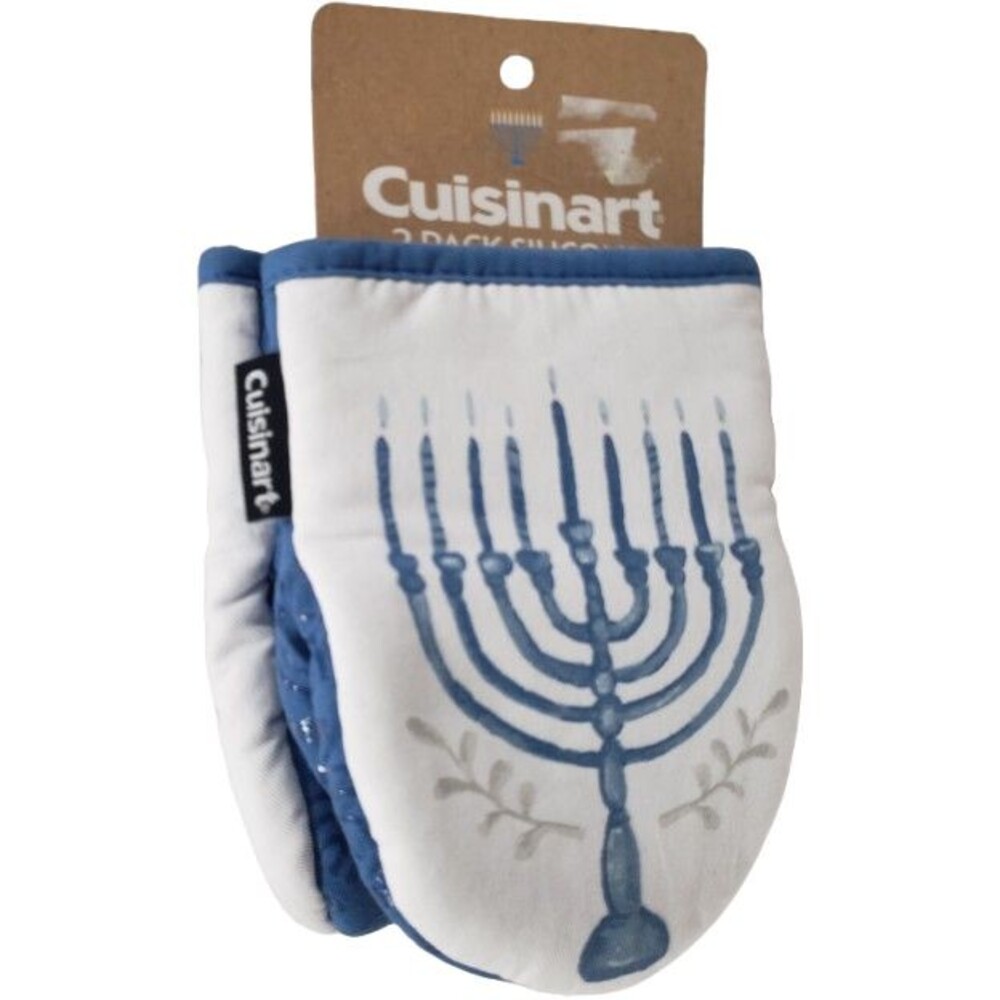 2 Same Silicone Mini Oven Mitts (5.5"x6.5") BLUE CHANUKAH THEME, Cuisinart, BB